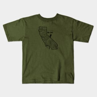 Get Lost Hiking Topographic Art Hike California State Map Kids T-Shirt